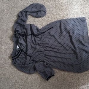 DR2 Dotted Mini Dress in Grey with Black Decoration